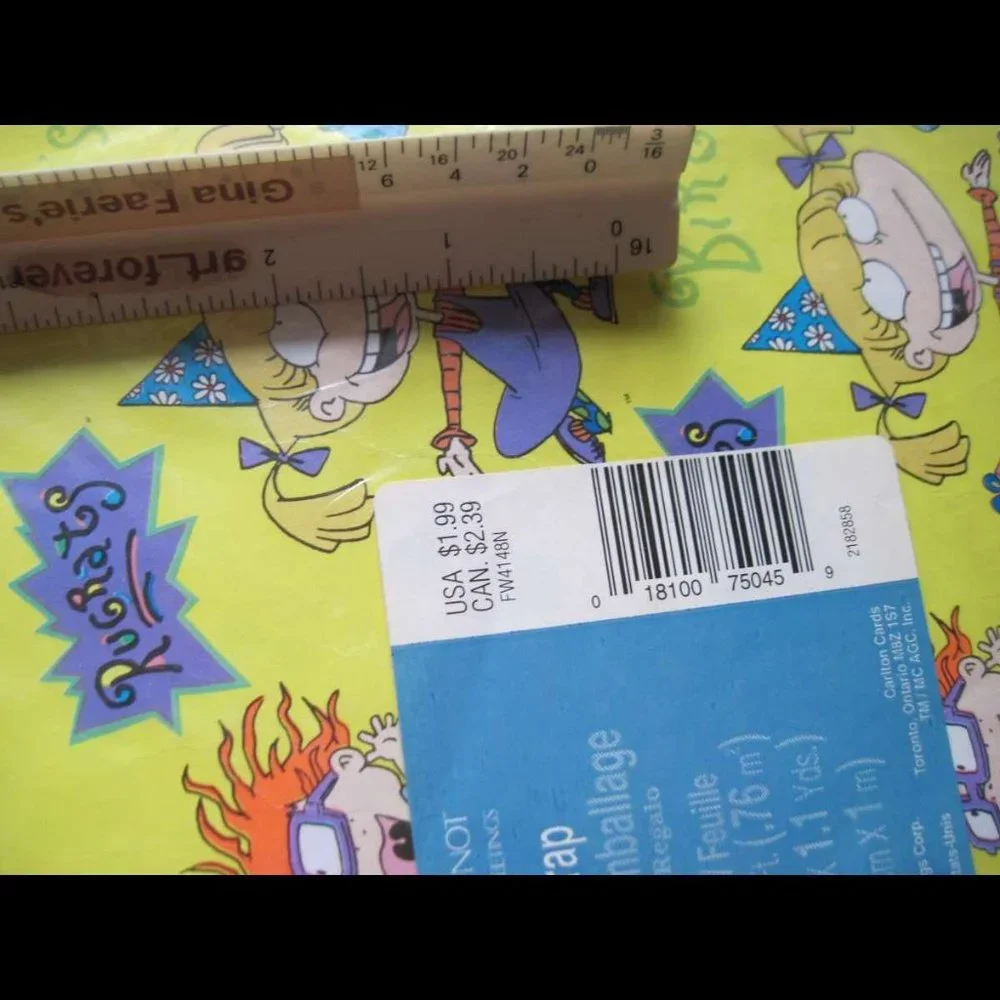 1 Rugrats 8.33 Sq Ft Sheet Gift Wrap White American Greetings Tommy Chucky Spike